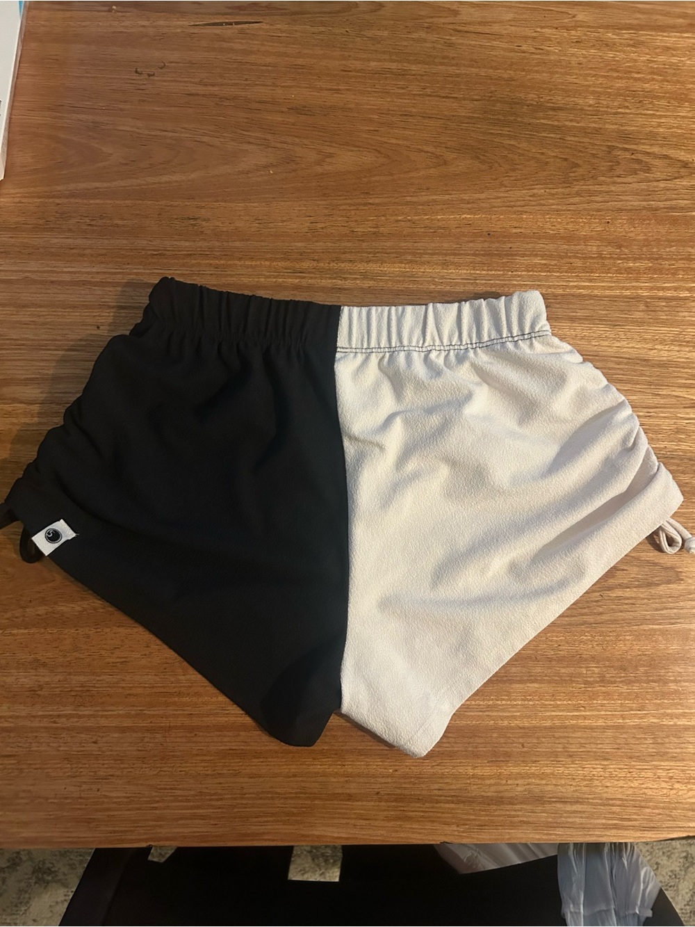 Five Dancewear Girls Black and White Colorblock Drawstring Shorts - Picture 2 of 7